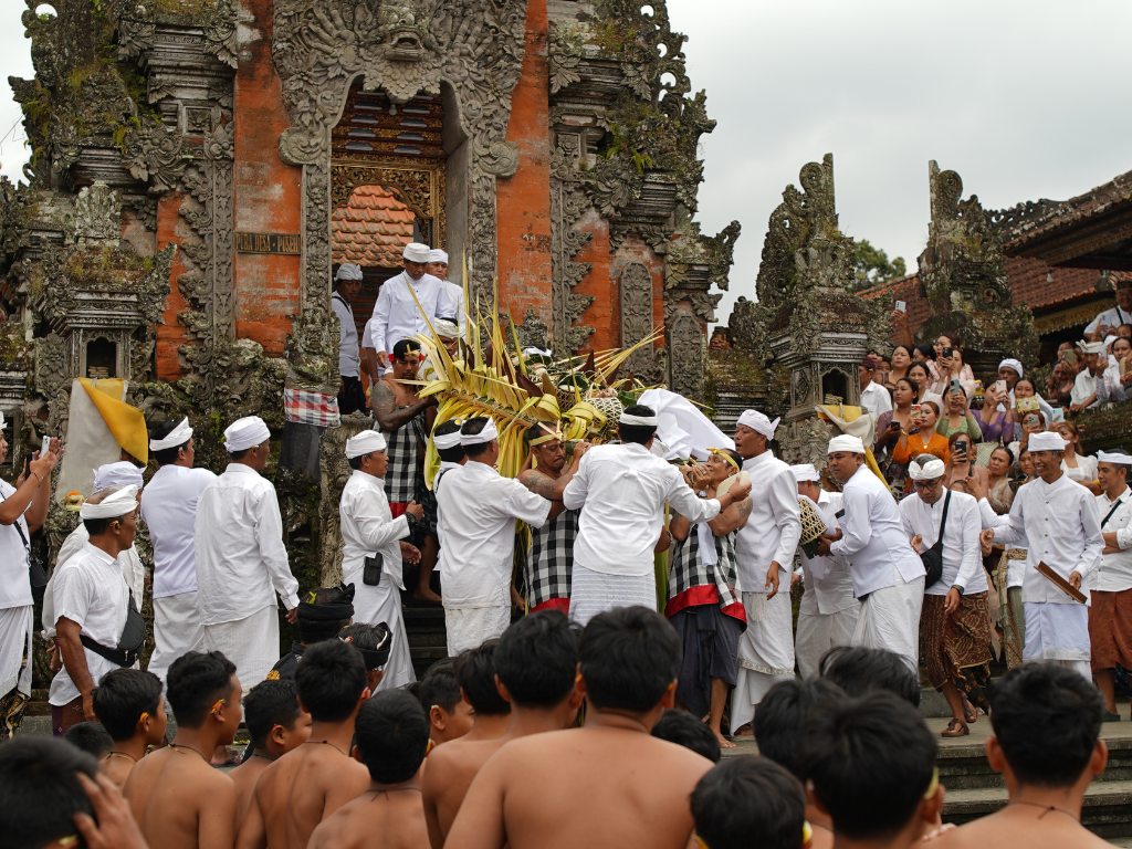 Nuuh Traditional Balinese temple ceremony in Sebatu Village Ubud